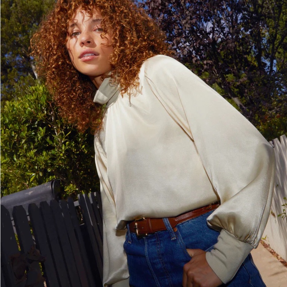 NATION LTD. Anne Feminine Satin Turtleneck